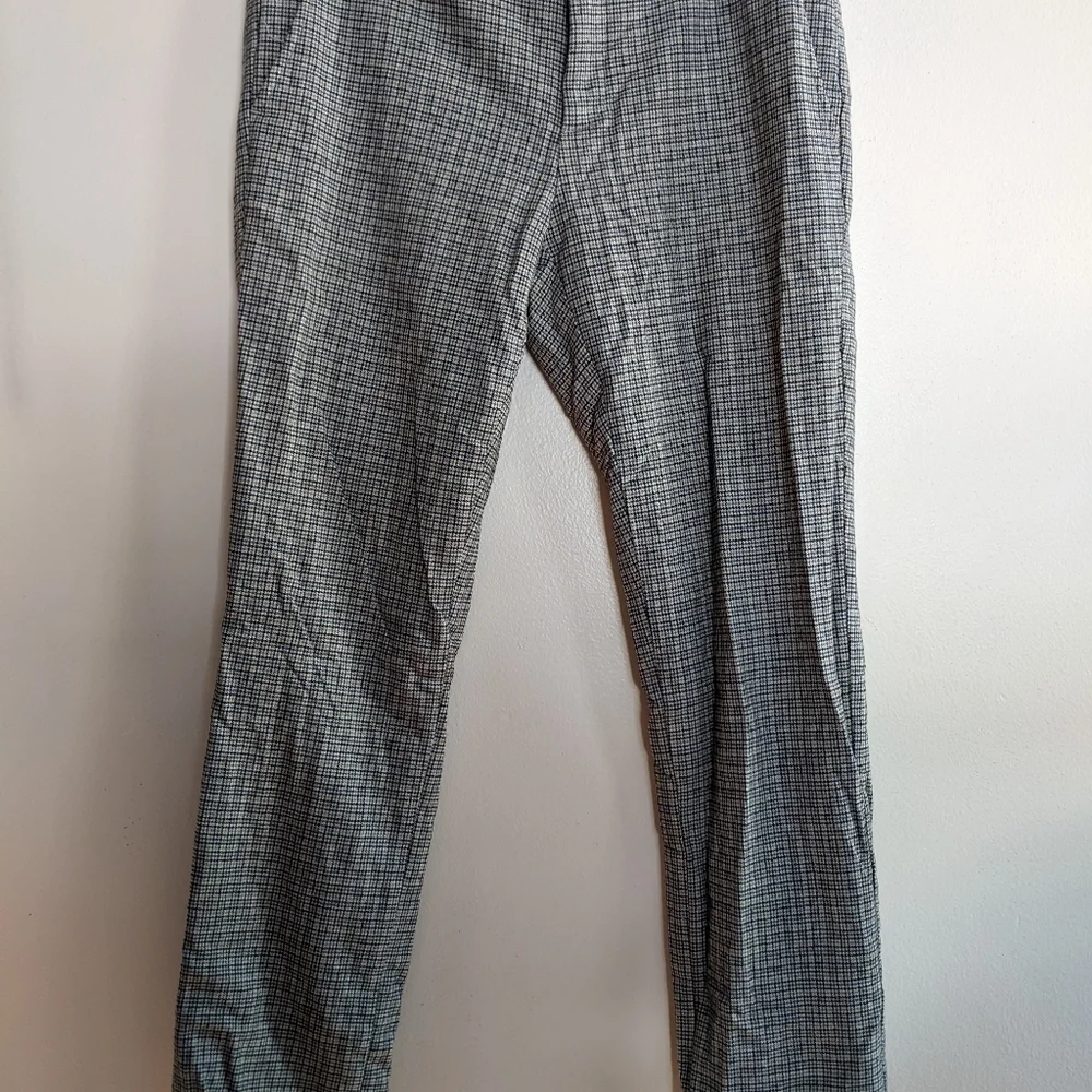 Banana REPUBLIC Size 4 Ryan Crop Pants Blue Black & Gray Plaid Perfect For Fall - Picture 8 of 8